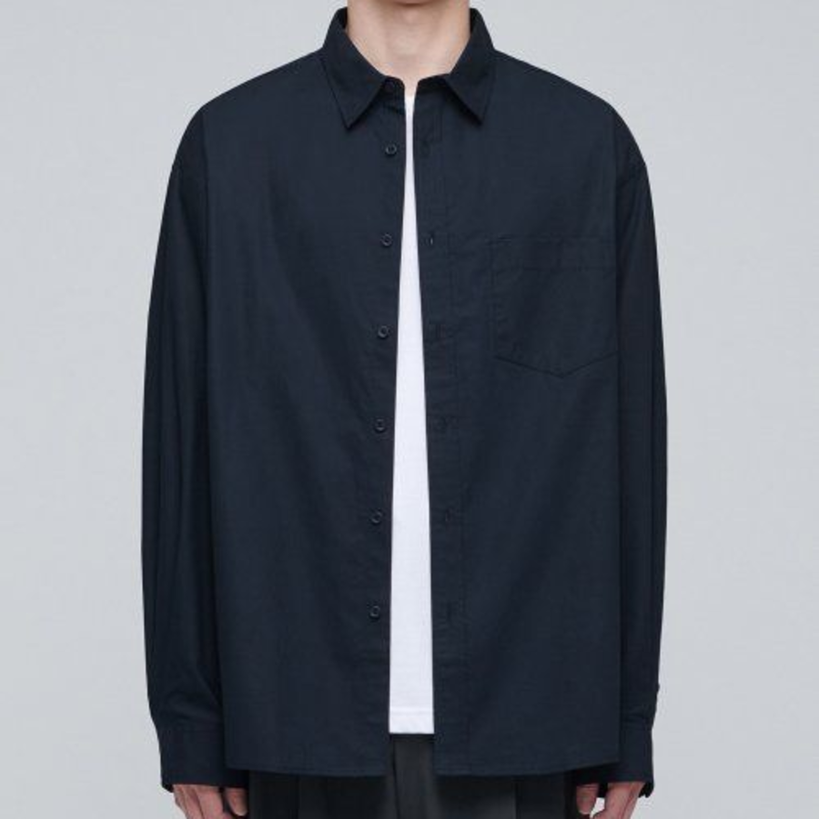 Oversized Poplin Shirt (Navy)