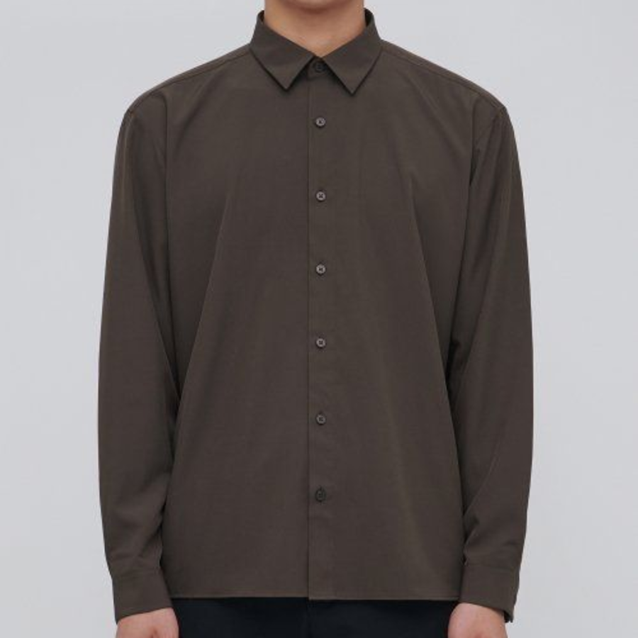 Relaxed Fit Silky Shirt (Brown)