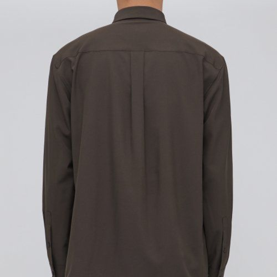 Relaxed Fit Silky Shirt (Brown)
