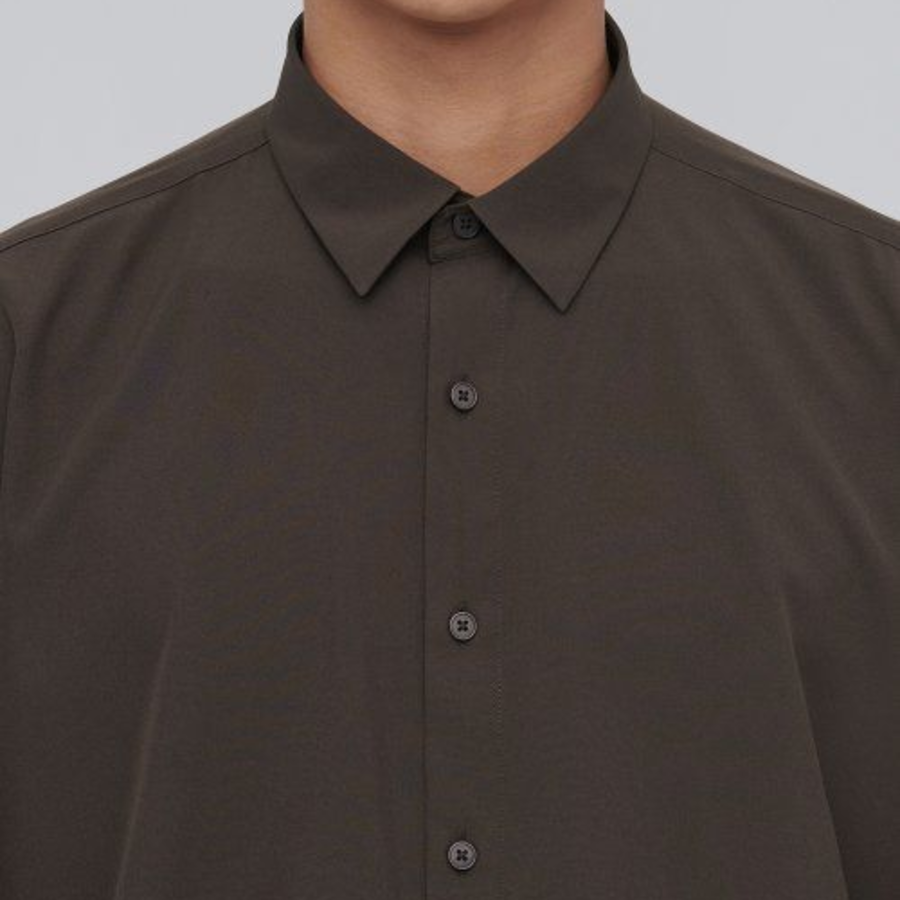 Relaxed Fit Silky Shirt (Brown)