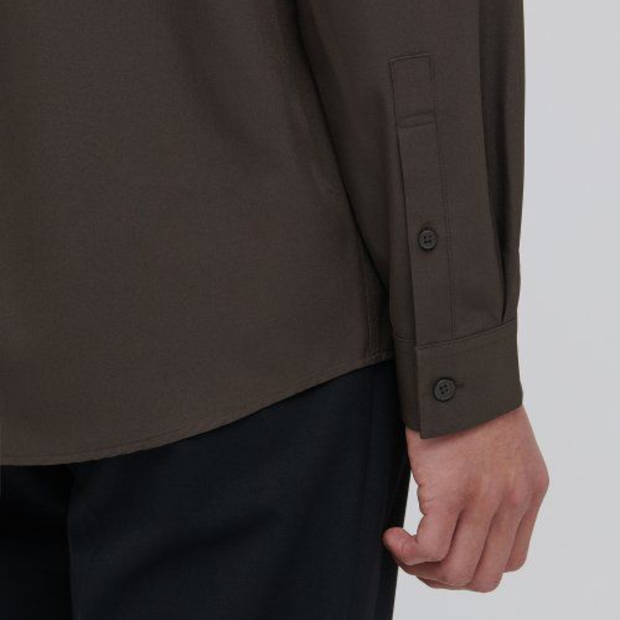 Relaxed Fit Silky Shirt (Brown)