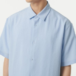 Relaxed Linen-Like Short Sleeve Shirt (Sky Blue)
