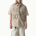 City Leisure CN Oversized Multi-Pocket Short Sleeve Shirt (Beige)