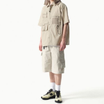 City Leisure CN Oversized Multi-Pocket Short Sleeve Shirt (Beige)