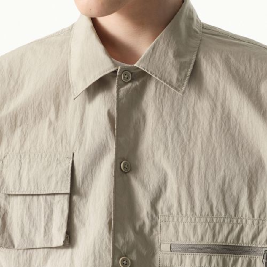 City Leisure CN Oversized Multi-Pocket Short Sleeve Shirt (Beige)