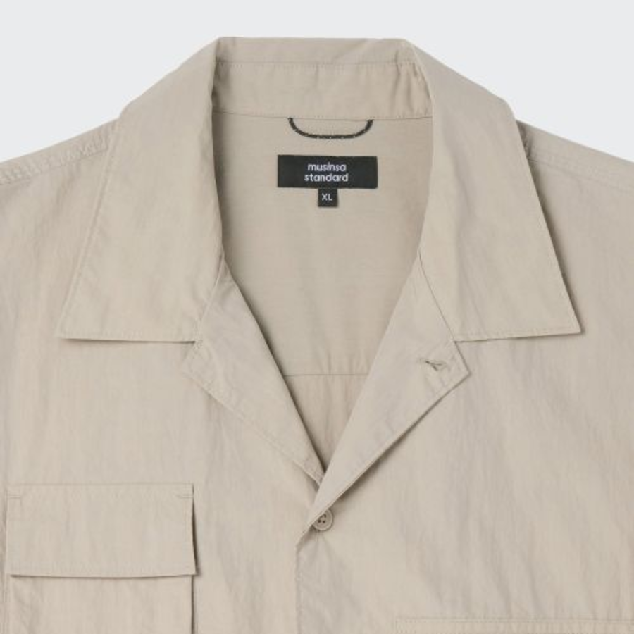 City Leisure CN Oversized Multi-Pocket Short Sleeve Shirt (Beige)