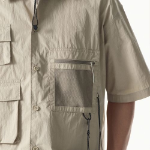 City Leisure CN Oversized Multi-Pocket Short Sleeve Shirt (Beige)