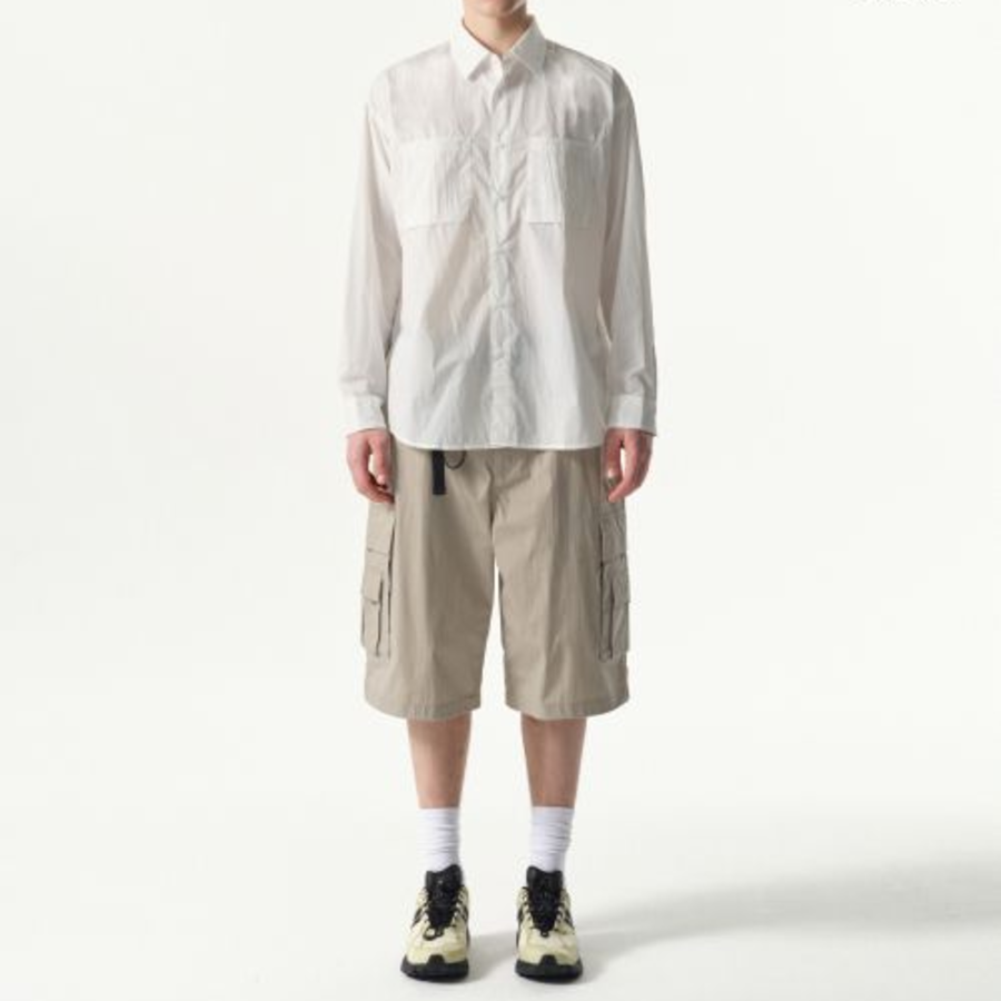 City Leisure Lightweight Nylon Oversized Shirt (White)