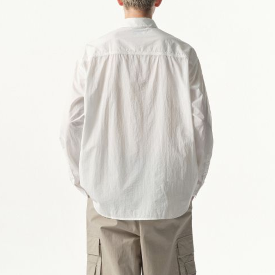 City Leisure Lightweight Nylon Oversized Shirt (White)