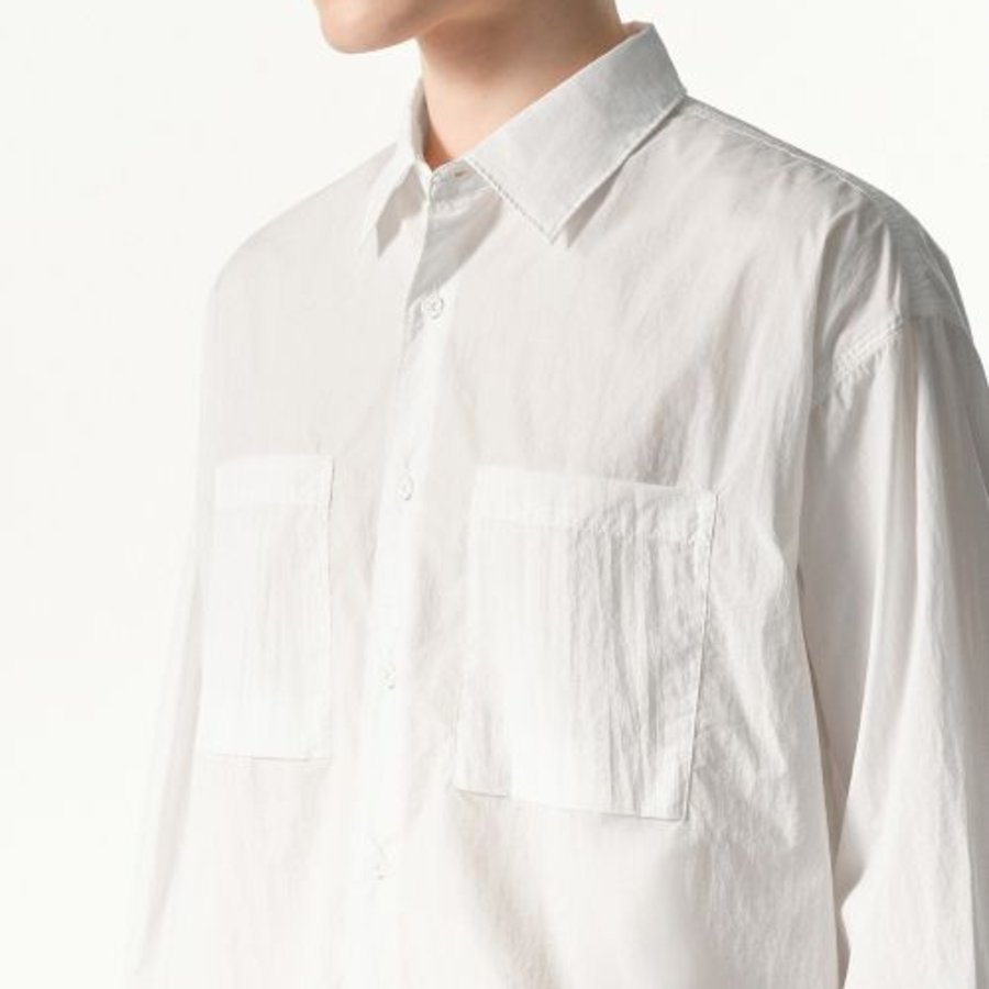 City Leisure Lightweight Nylon Oversized Shirt (White)