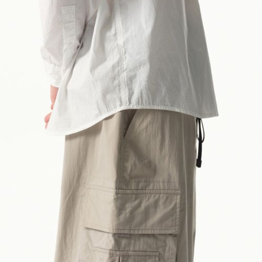 City Leisure Lightweight Nylon Oversized Shirt (White)