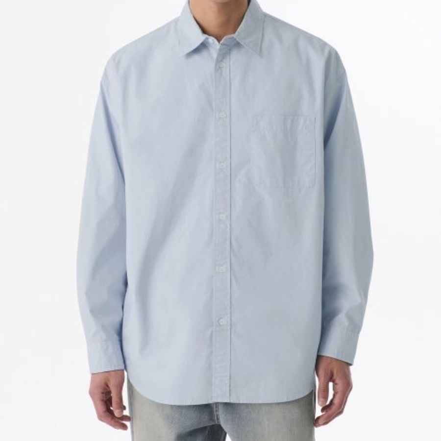 Oversized Washed Poplin Shirt (Sky Blue)