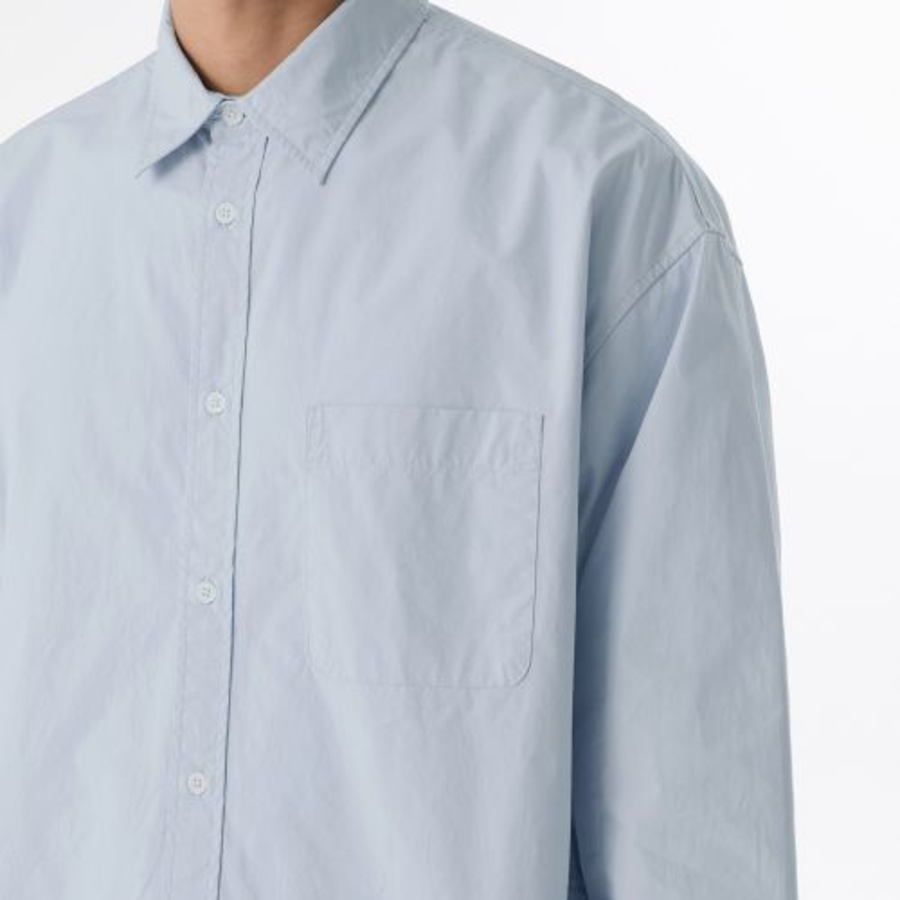 Oversized Washed Poplin Shirt (Sky Blue)