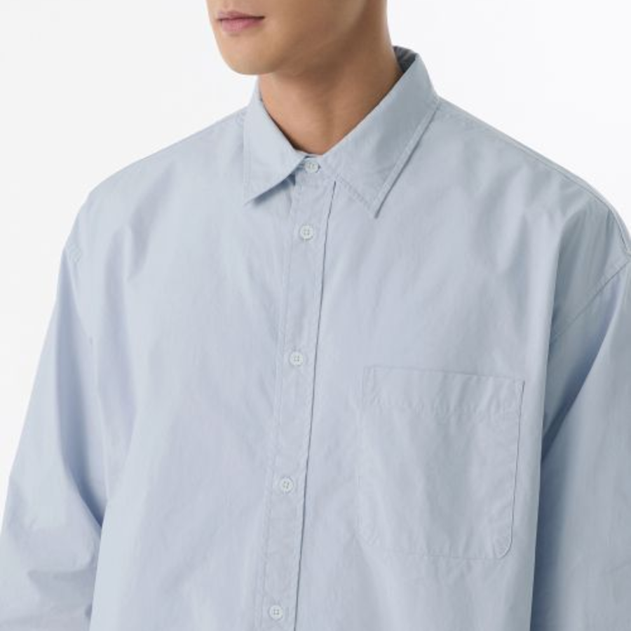 Oversized Washed Poplin Shirt (Sky Blue)