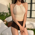 Свободный размер-Бежевый-Топы