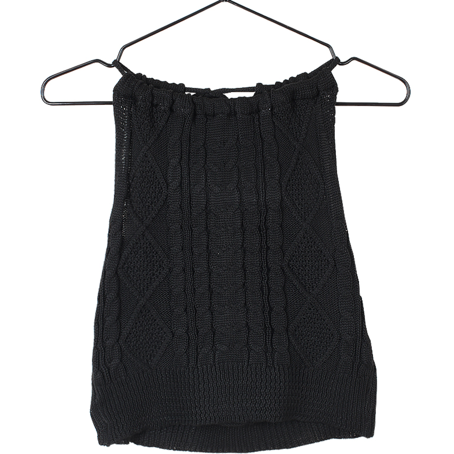 TS19939F Cable Knit Halter Tank Top