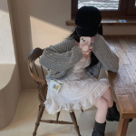 Асимметричное мини-платье из шифона с кружевом и ярусной юбкой