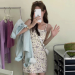 Свободный размер-Слоновая кость-Мини-платье