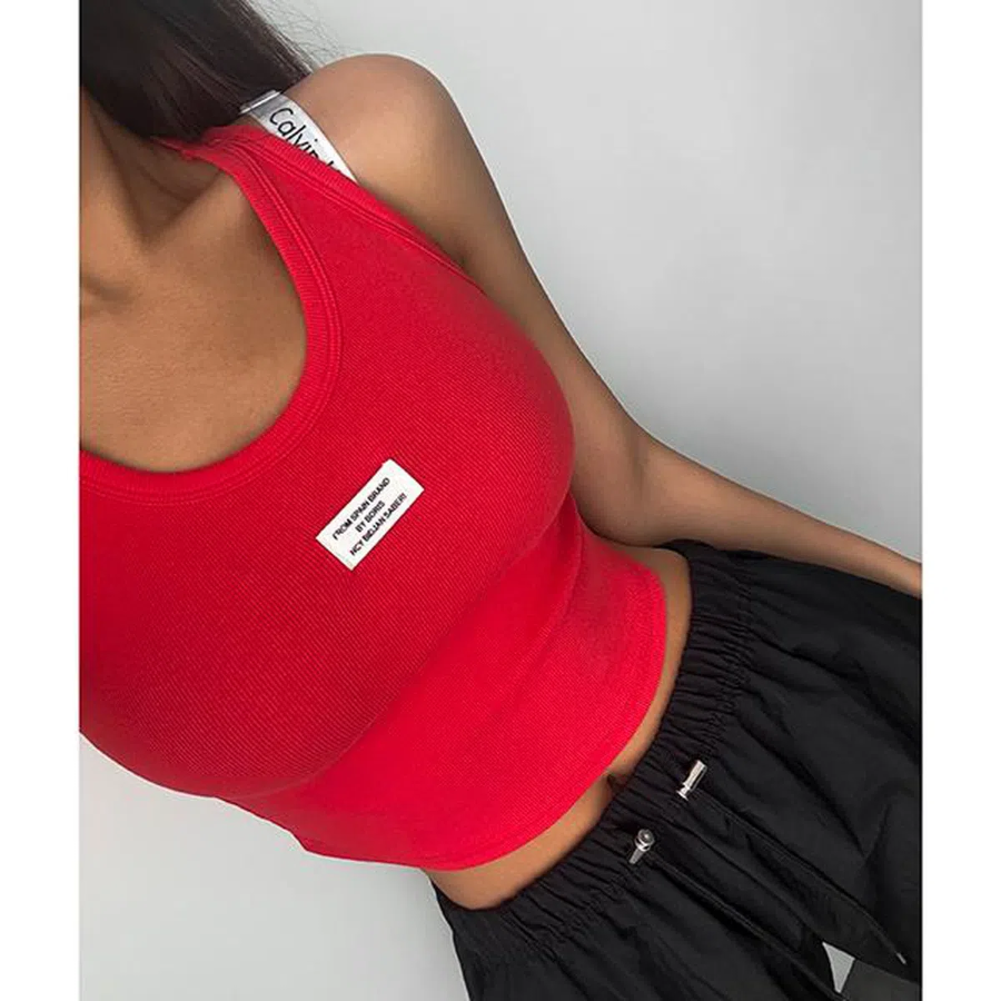 Patch Ribbed Crop Tank Top