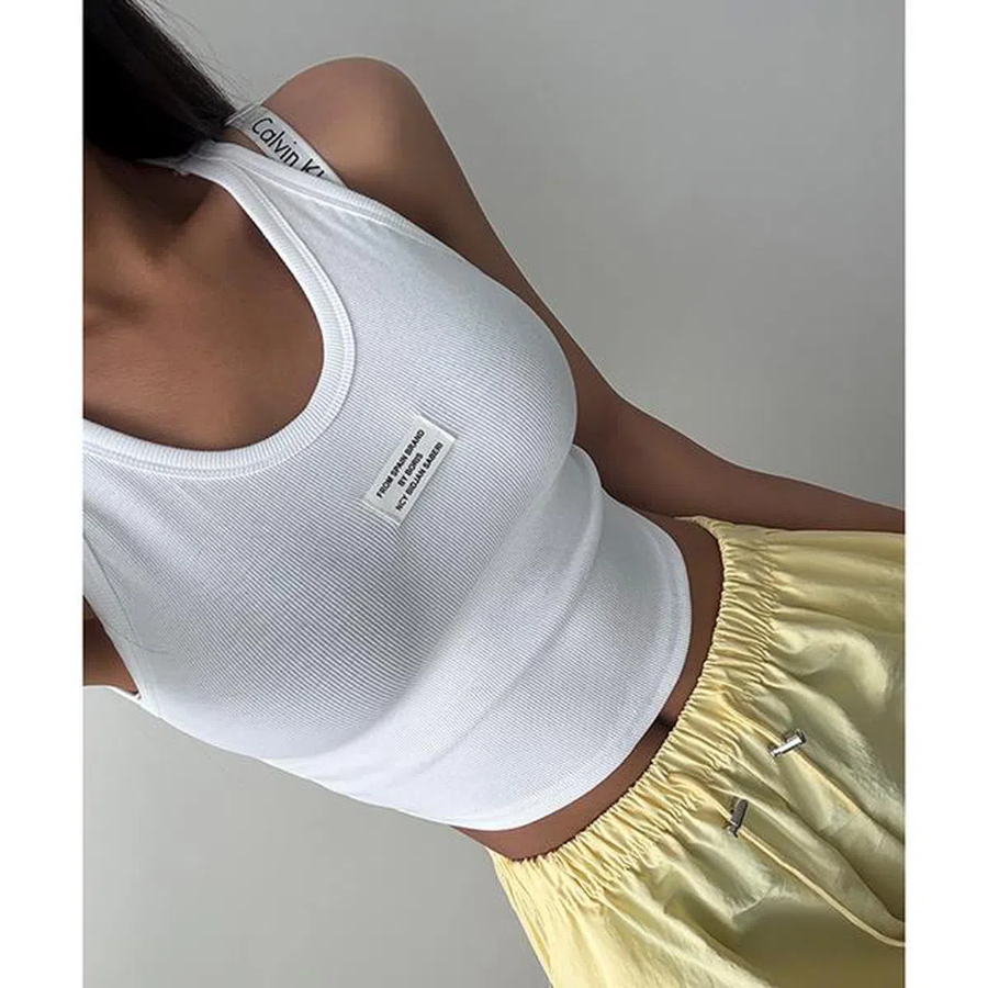 Patch Ribbed Crop Tank Top