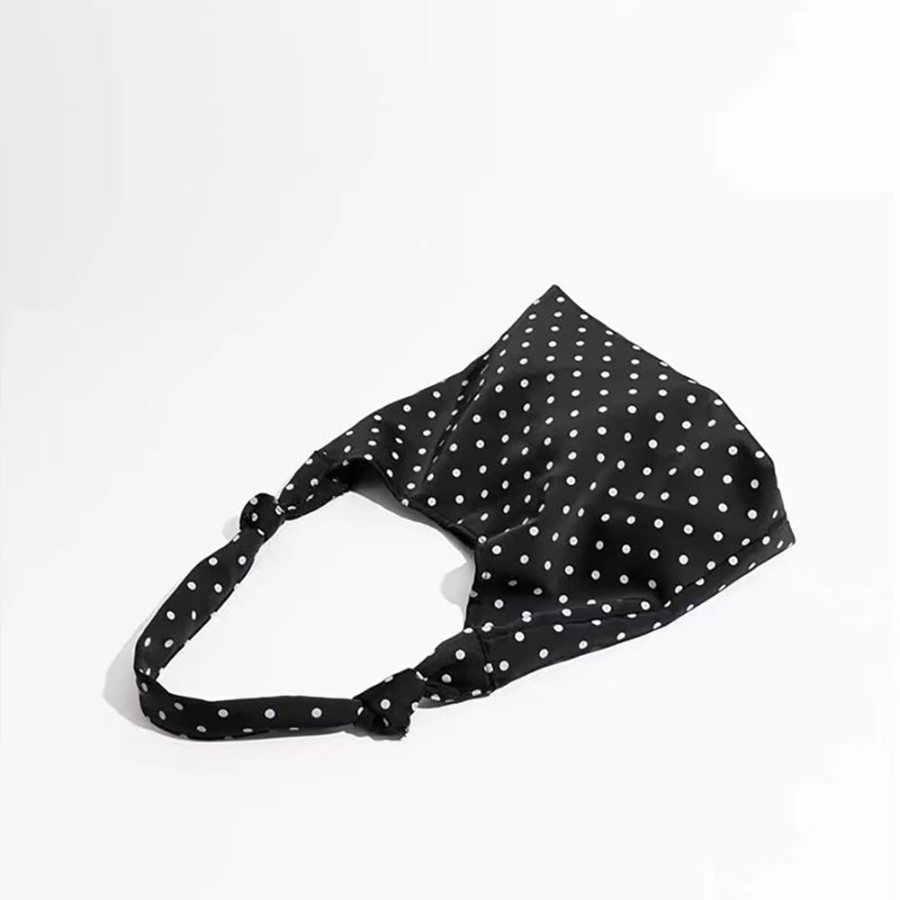 Эко-сумка с принтом в горошек и застёжкой на кнопку — повседневная лёгкость с винтажным акцентом