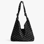 Эко-сумка с принтом в горошек и застёжкой на кнопку — повседневная лёгкость с винтажным акцентом