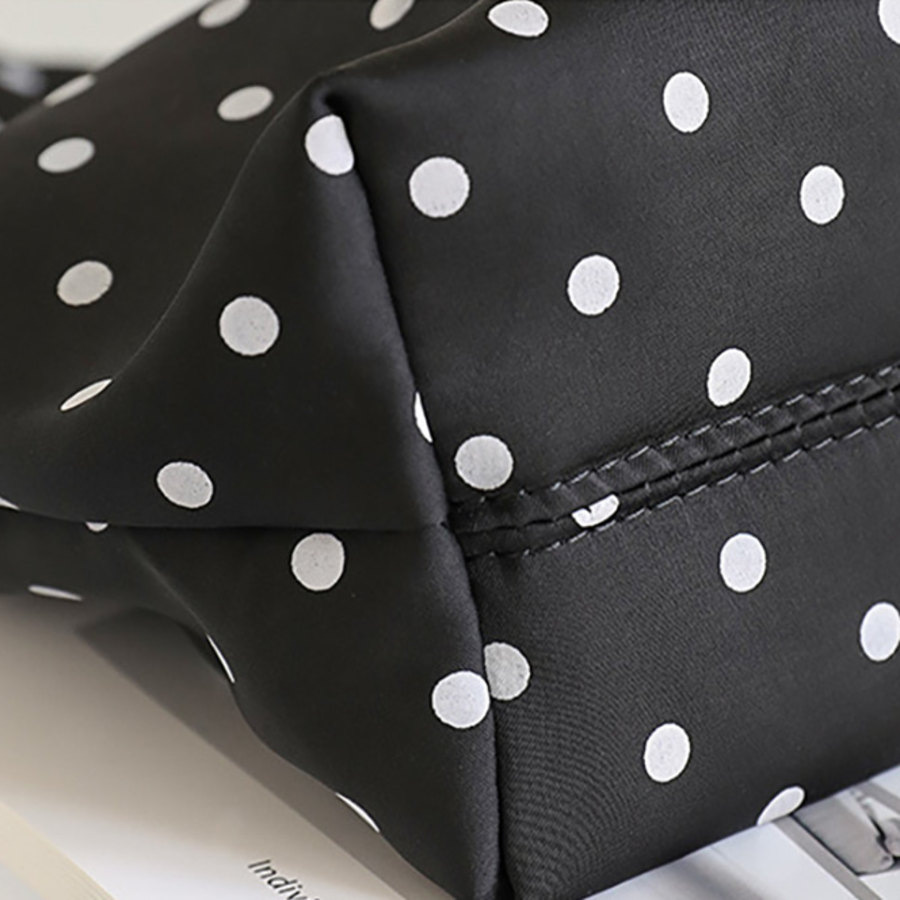 Эко-сумка с принтом в горошек и застёжкой на кнопку — повседневная лёгкость с винтажным акцентом