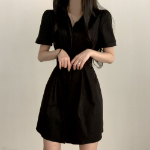 Мини-платье-рубашка с короткими рукавами и задней резинкой