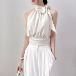 Suyeon Silky Scarf Ribbon Halterneck Blouse