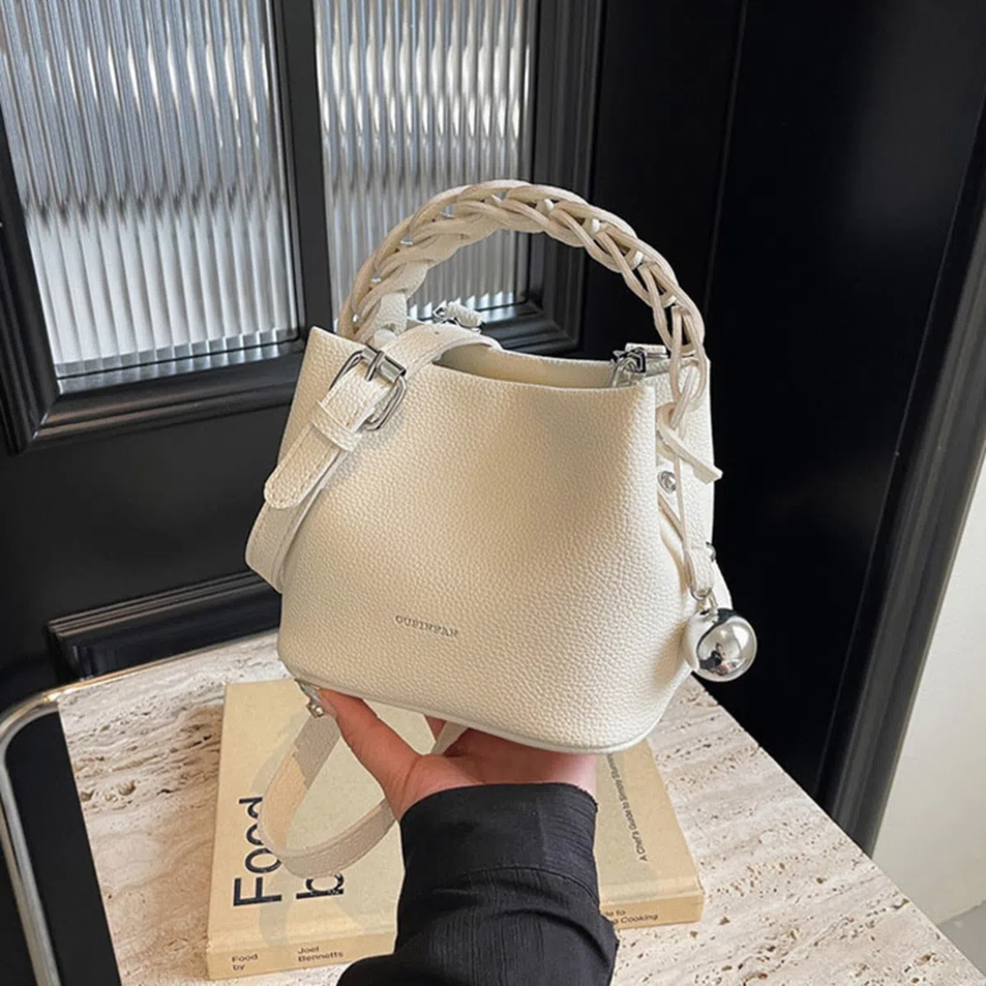 Women's Shoulder Casual Bag with Pom-Pom — повседневная сумка с ремнём