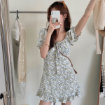 S-Бежевый-Мини-платье