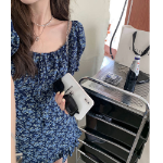 Цветочное летнее мини-платье с подчёркнутой талией и пышными рукавами