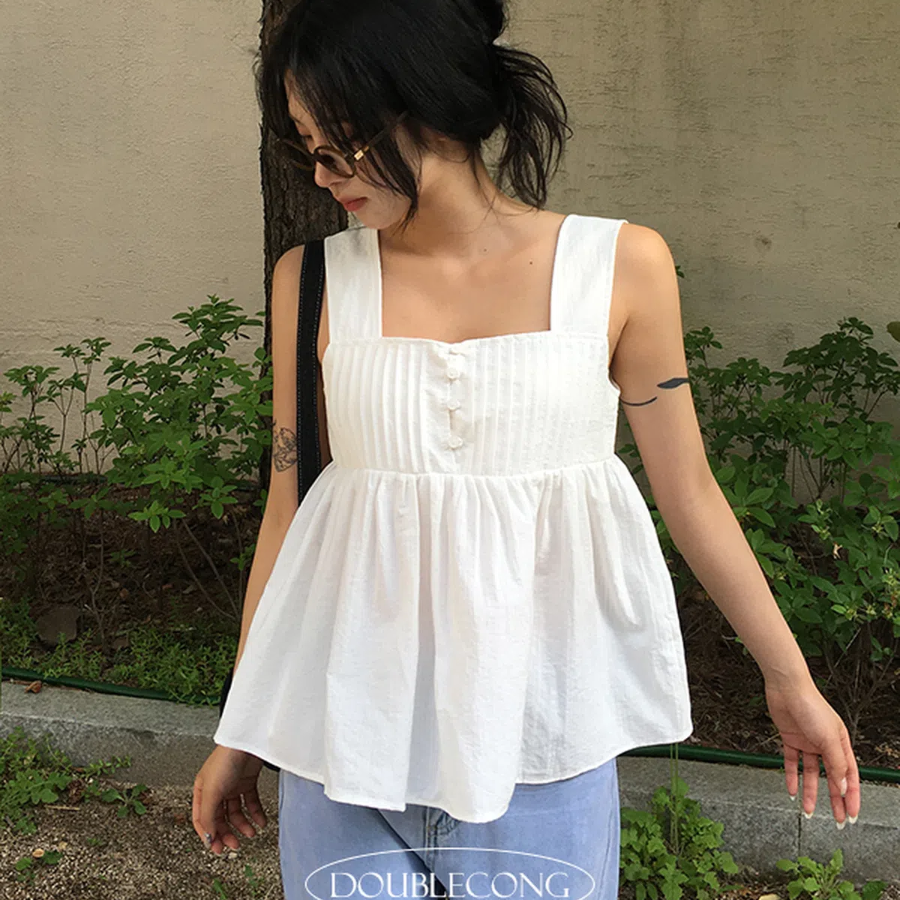 Рintuck Square Neck Tank Blouse
