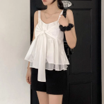 Renvi Lovely Ribbon Strap Tank Top