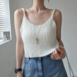 Summer Cropped Layered Knit Bustier Strap Tank Top