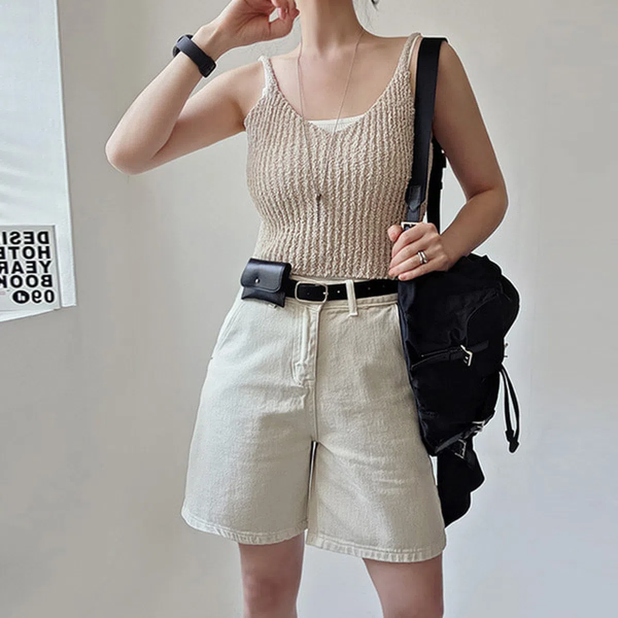 Summer Cropped Layered Knit Bustier Strap Tank Top