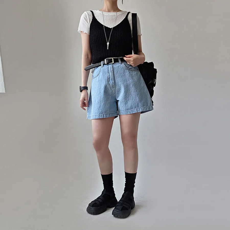 Summer Cropped Layered Knit Bustier Strap Tank Top