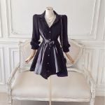 Мини-платье-рубашка с оборками и поясом