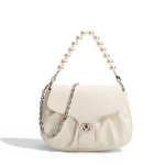 Mini Pearl Shirring Hobo Bag — миниатюрная сумка-хобо с жемчужной цепочкой