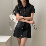 Свободный размер-Charcoal-Короткая-Мини-платье