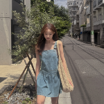 Мини-комбинезон с подтяжками из денима