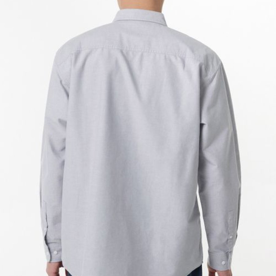 Relaxed Fit Oxford Shirt — Non Pocket (Gray)