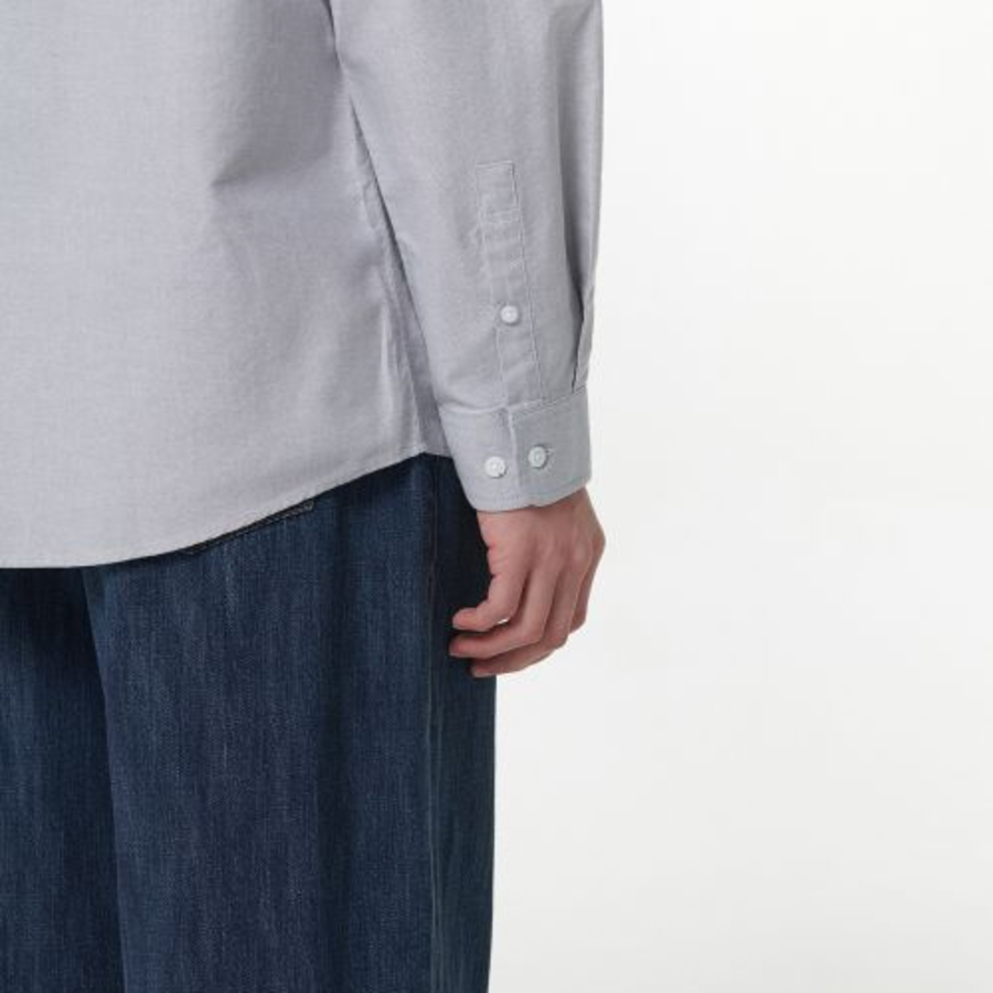 Relaxed Fit Oxford Shirt — Non Pocket (Gray)