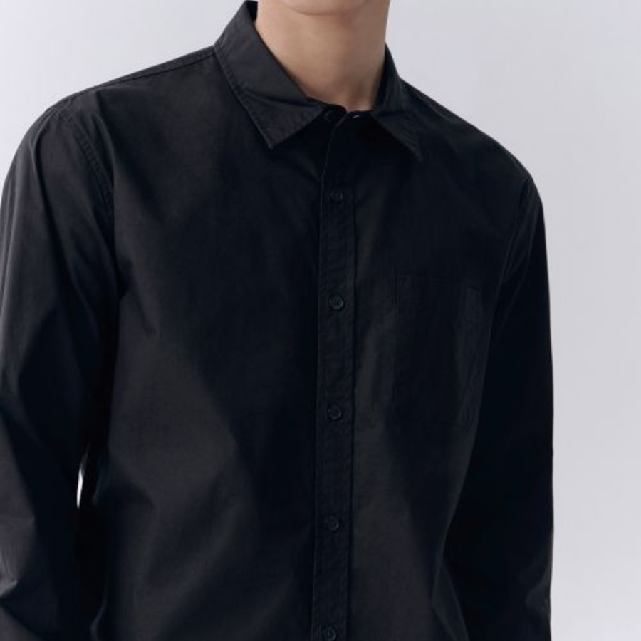 Basic Washed Poplin Shirt (Black)