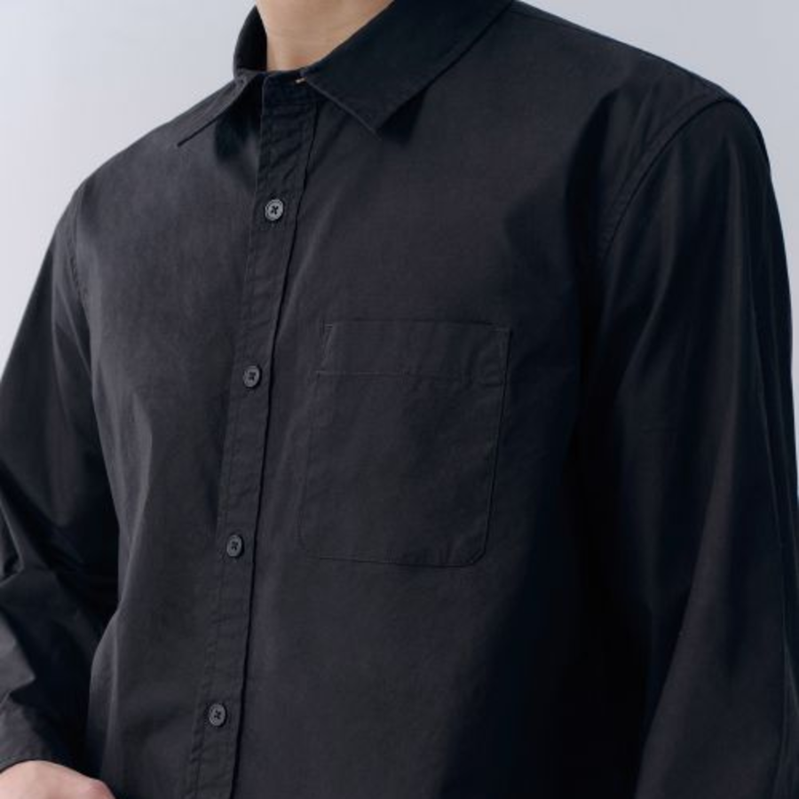 Basic Washed Poplin Shirt (Black)