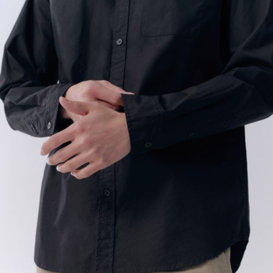 Basic Washed Poplin Shirt (Black)