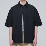 Oversized Oxford Short Sleeve Shirt (Black)