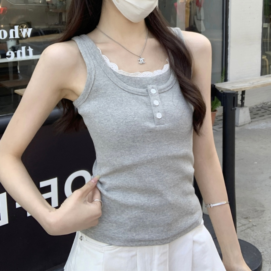 Niel Lace Ribbed Tank Top