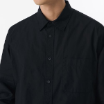 Oversized Washed Poplin Shirt (Black)