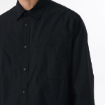 Oversized Washed Poplin Shirt (Black)